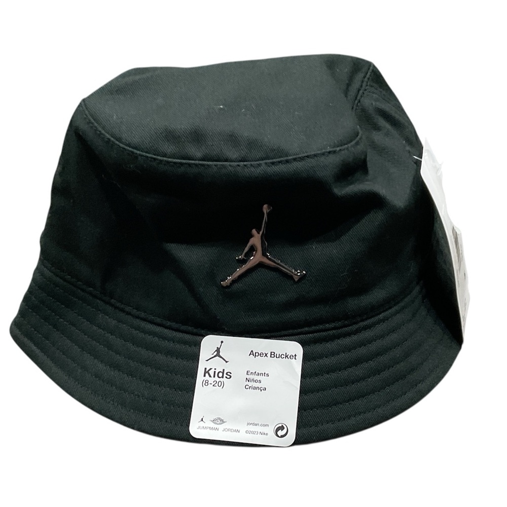 Jordan Apex Bucket Hat Kids Black Metallic Jumpman Logo FV5301-010 Size 8-20